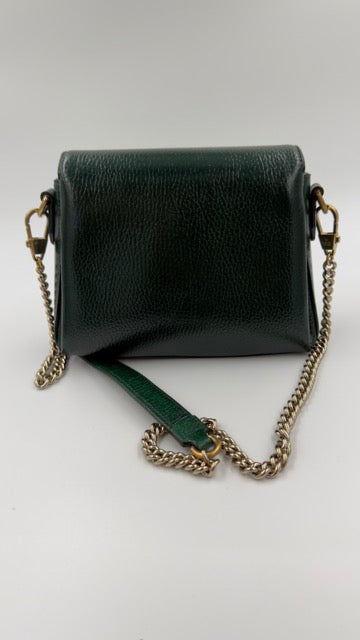 Gucci - Interlocking G Leather Shoulder Bag - mørkegrøn skuldertaske - secondhand