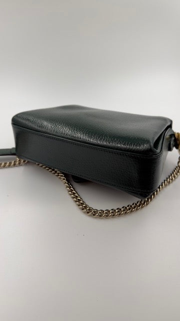 Gucci - Interlocking G Leather Shoulder Bag - mørkegrøn skuldertaske - secondhand