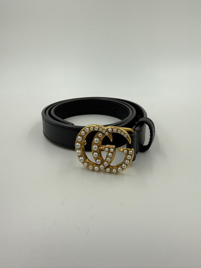 Gucci - GG Black Leather Torchon Double G Buckle Belt - Secondhand