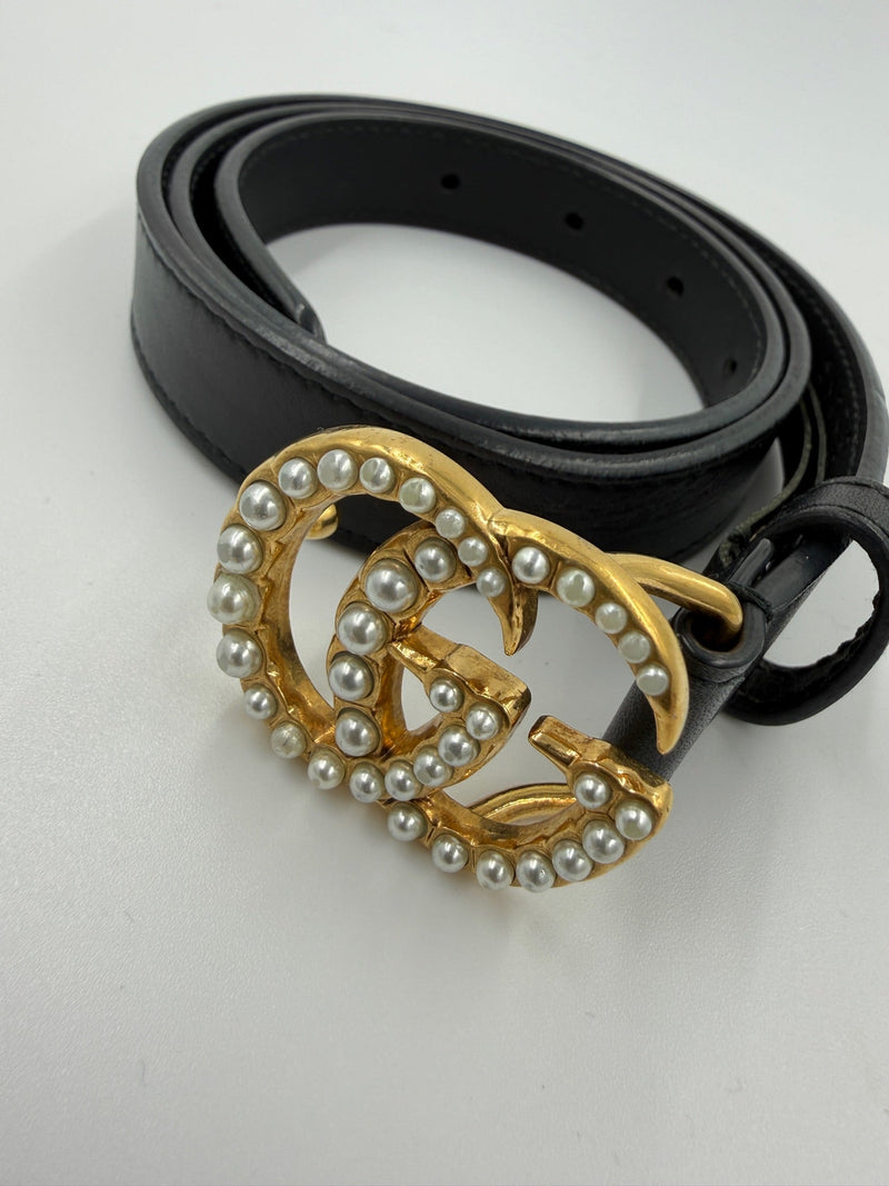 Gucci - GG Black Leather Torchon Double G Buckle Belt - Secondhand