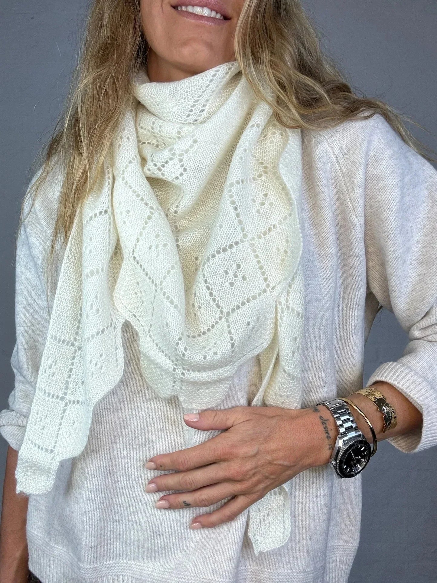 Andcopenhagen - Cashmeretøklæde - Triangle trinity stor 100% Cashmere - White - Stilkompagniet.dk