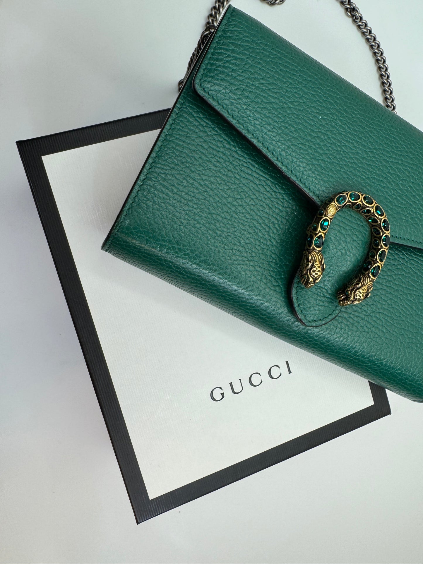 Gucci - Dionysus GG supreme chain wallet grøn - Crossbody taske - Secondhand