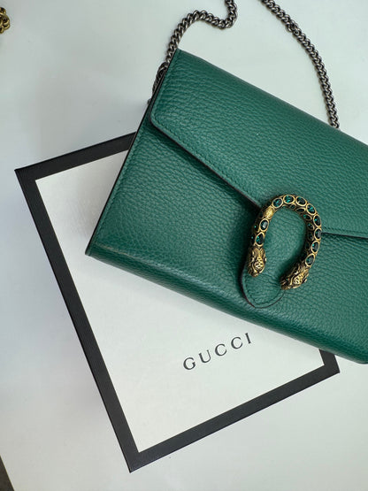 Gucci - Dionysus GG supreme chain wallet grøn - Crossbody taske - Secondhand