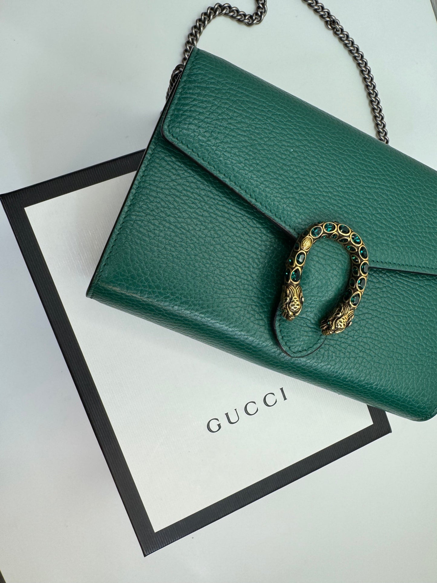 Gucci - Dionysus GG supreme chain wallet grøn - Crossbody taske - Secondhand