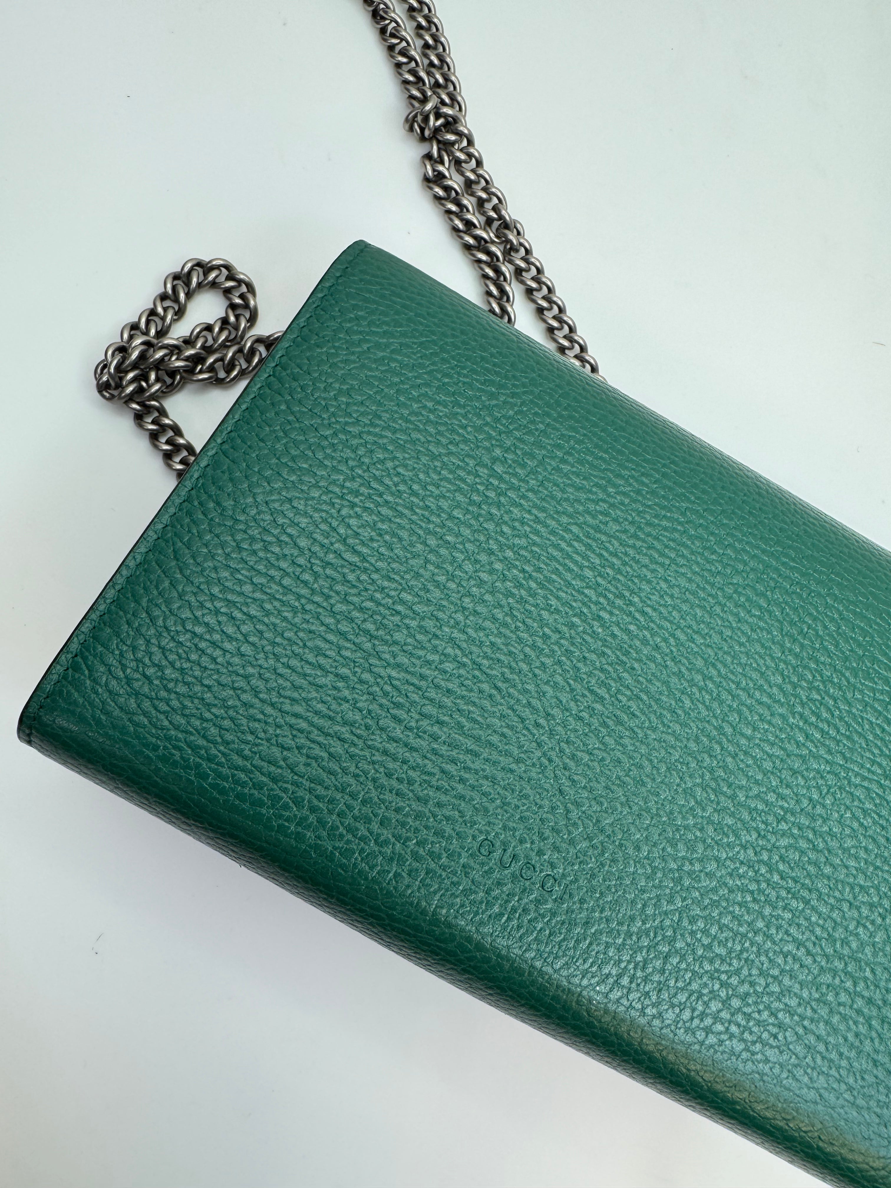 Gucci - Dionysus GG supreme chain wallet grøn - Crossbody taske - Secondhand