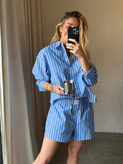Axel Arigato - Shorts - Blue/White - Striped Cotton