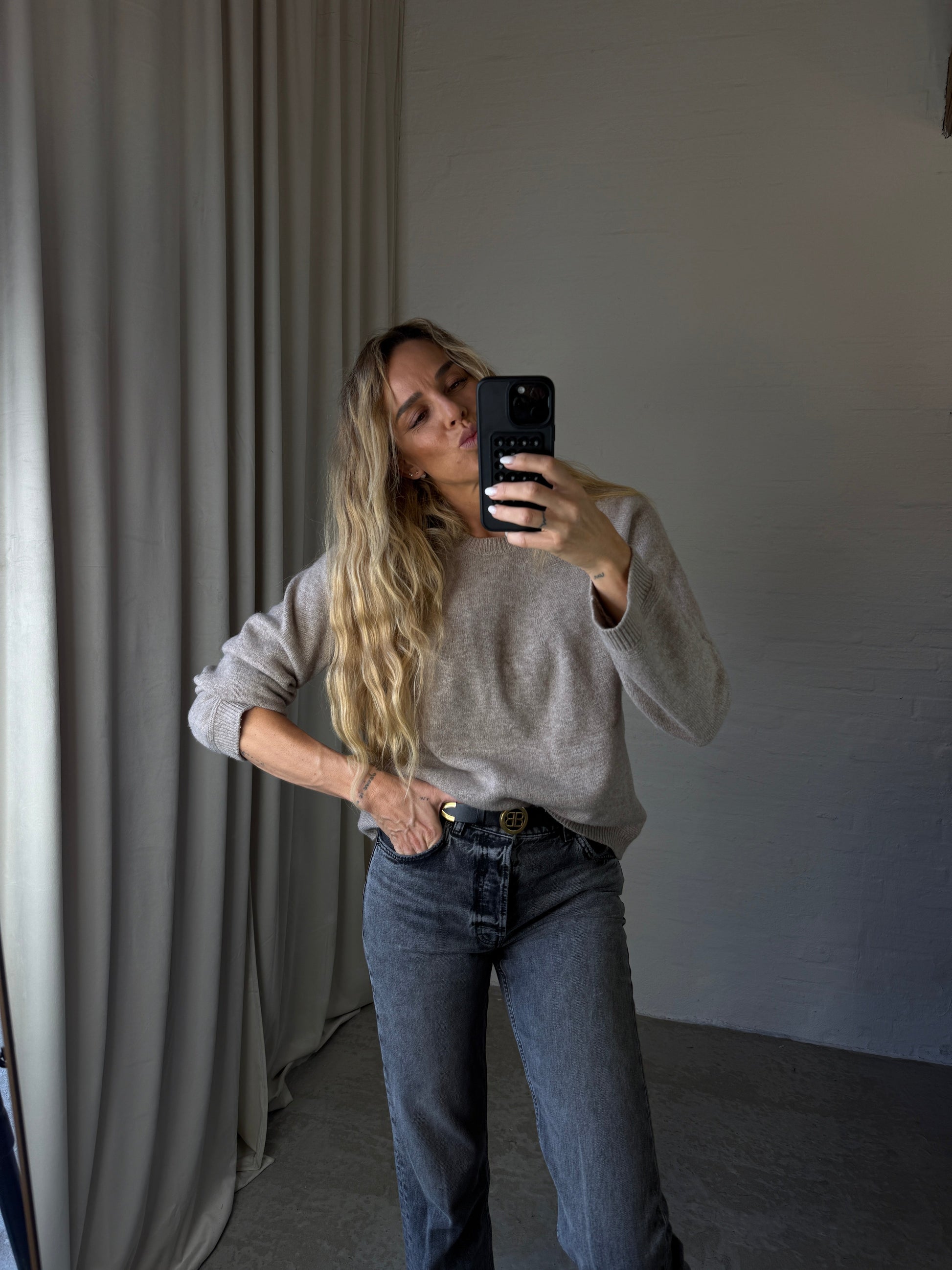 Andcopenhagen - Oversize Cashmerebluse Mocca - 100% cashmere strik - Eleni - Stilkompagniet.dk