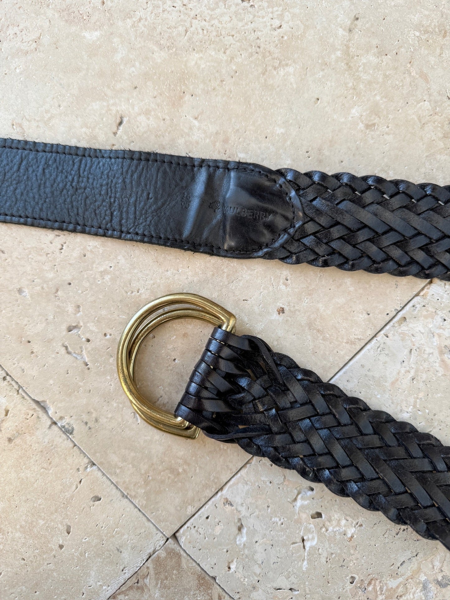 Mulberry - Braided Leather D-Ring Belt - Sort - Preloved