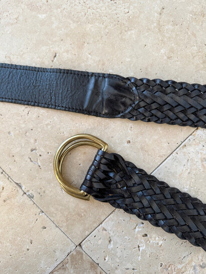 Mulberry - Braided Leather D-Ring Belt - Sort - Preloved
