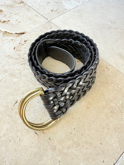 Mulberry - Braided Leather D-Ring Belt - Sort - Preloved