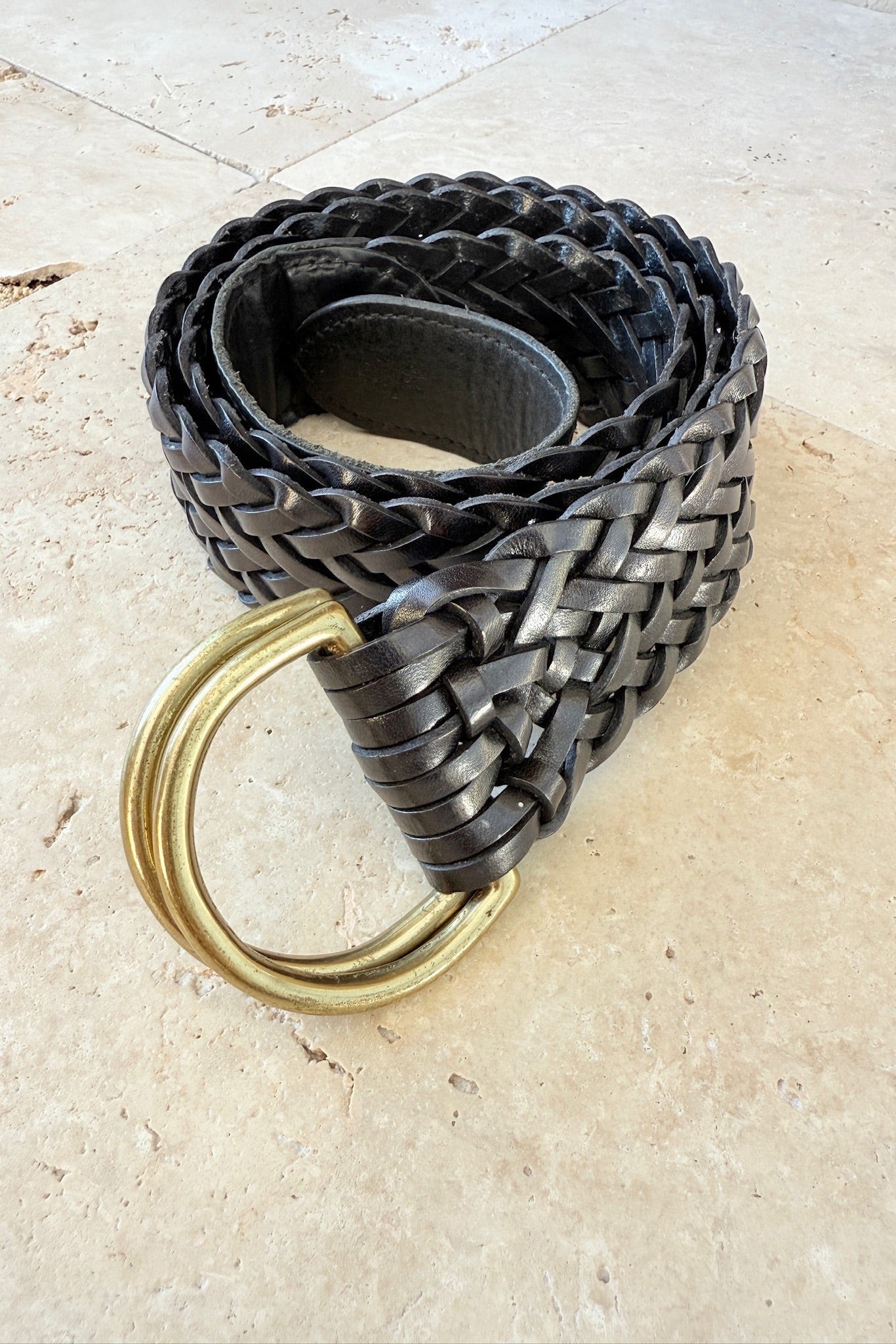 Mulberry - Braided Leather D-Ring Belt - Sort - Preloved