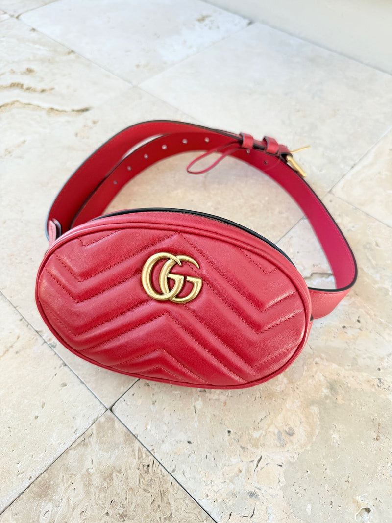 Gucci - GG Marmont bæltetaske - Rød - Secondhand