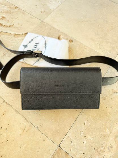 Prada - Prada Leather Belt Bag - Sort - Secondhand