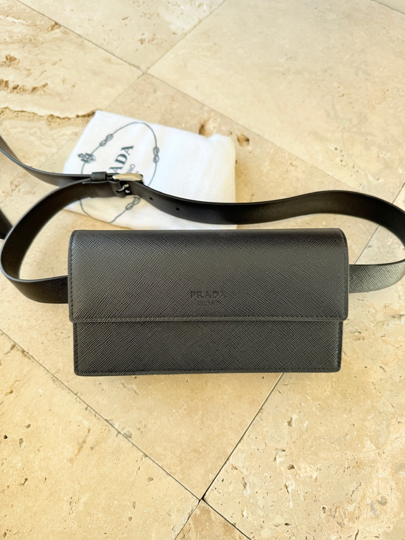 Prada - Prada Leather Belt Bag - Sort - Secondhand