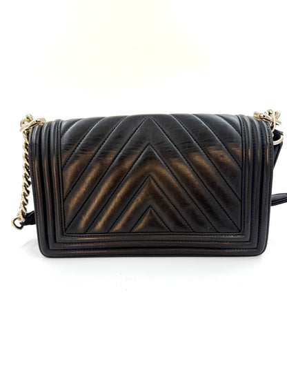 Chanel - Boy V-stitch flap bag - Black - Secondhand