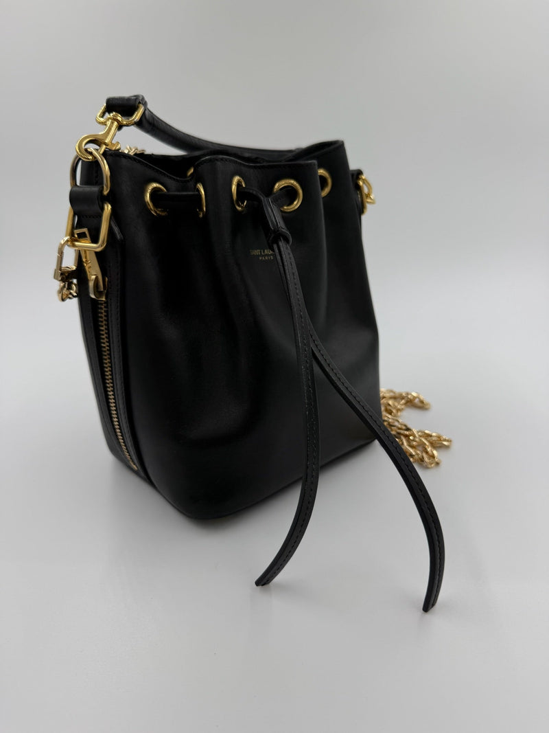 Saint Lauren - YSL mini Bucket bag m. kæde - Sort - Secondhand