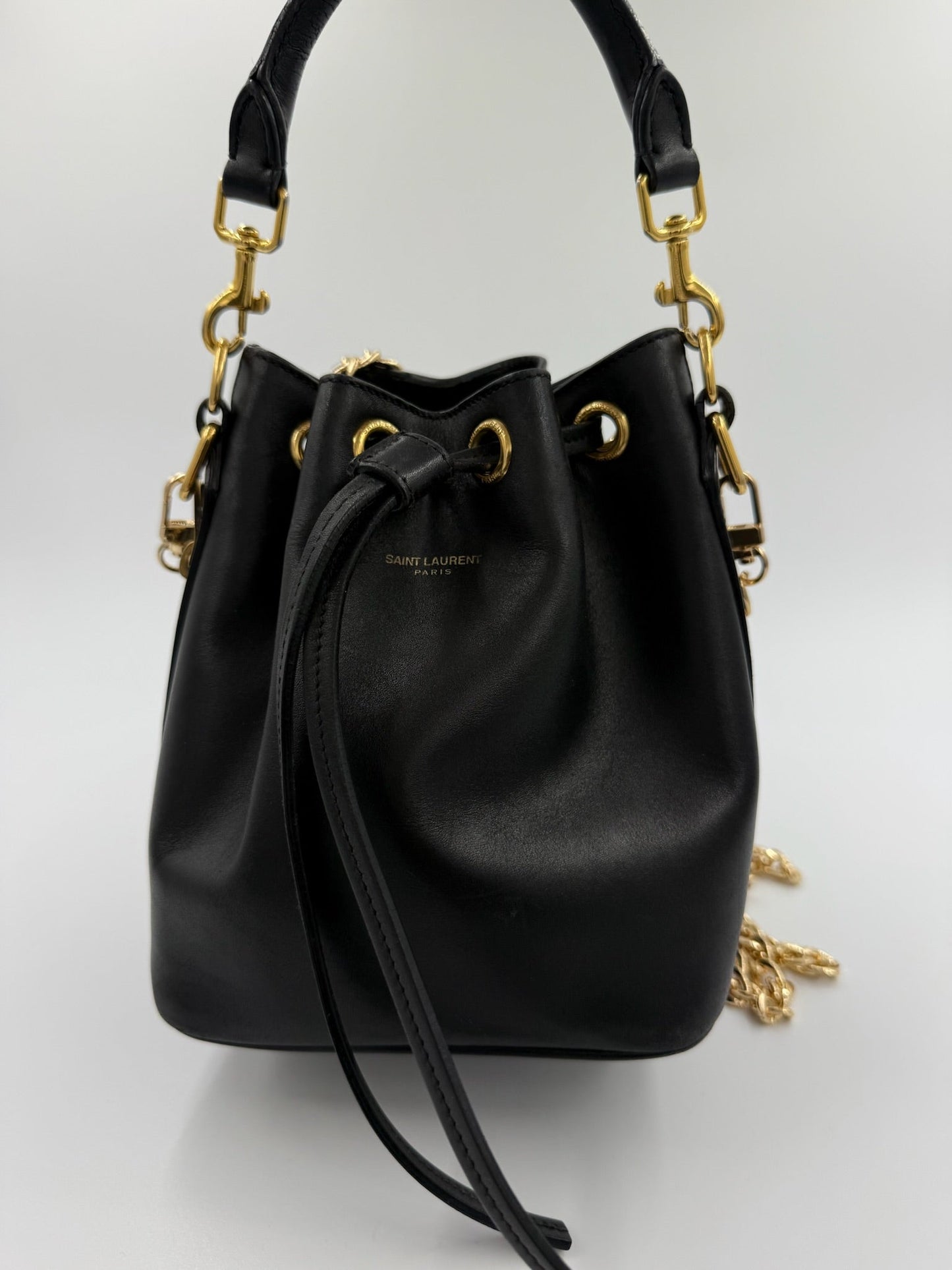 Saint Lauren - YSL mini Bucket bag m. kæde - Sort - Secondhand