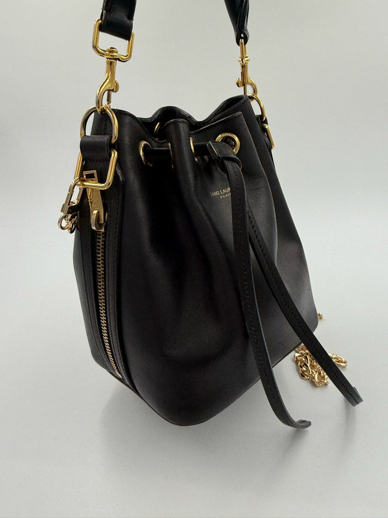 Saint Lauren - YSL mini Bucket bag m. kæde - Sort - Secondhand