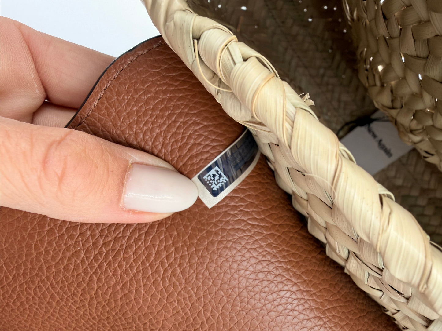 Chloé Marcie Round Crossbody – Raffia med cognac farvet læder – secondhand