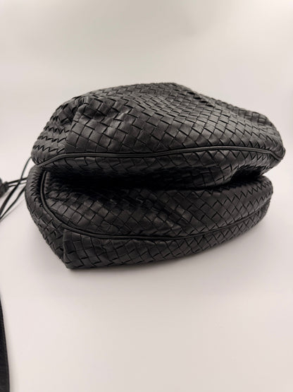 Bottega Veneta Intrecciato Drawstring skulder taske – sort flettet læder – secondhand