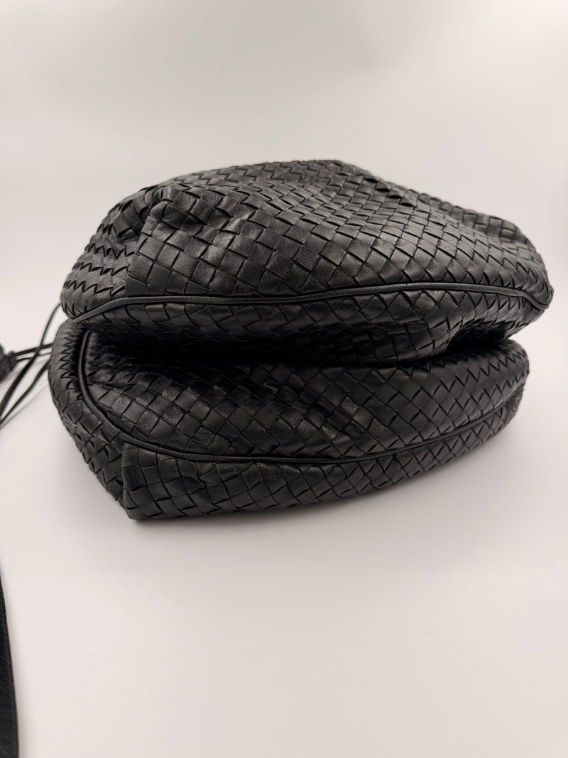 Bottega Veneta Intrecciato Drawstring skulder taske – sort flettet læder – secondhand