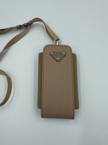 Prada - Saffiano læder telefonholder - Beige - Secondhand