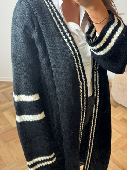 The Collection - Cardigan - Black W. white - Marissa