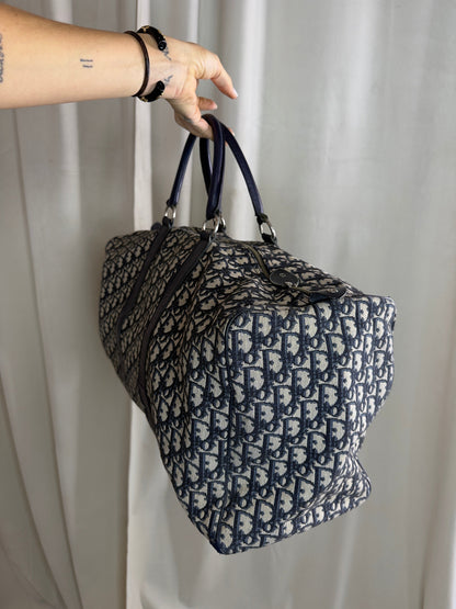 Christian Dior - Oblique Boston Bag - Hvid/Navy - Secondhand