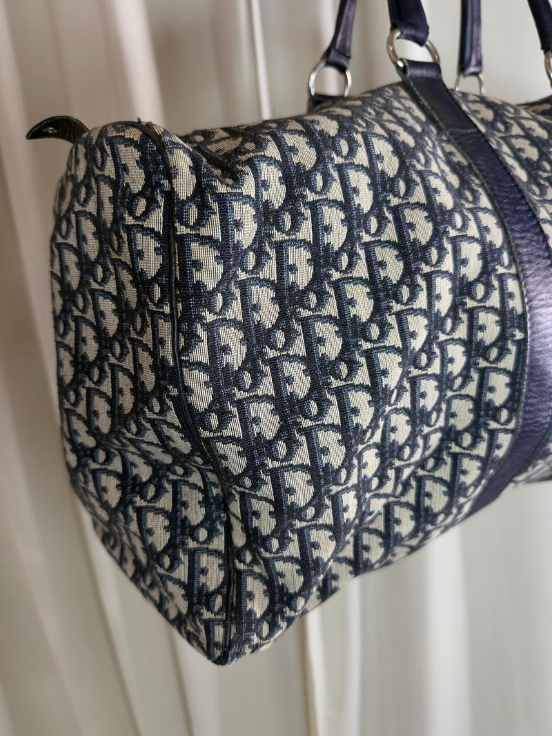 Christian Dior - Oblique Boston Bag - Hvid/Navy - Secondhand