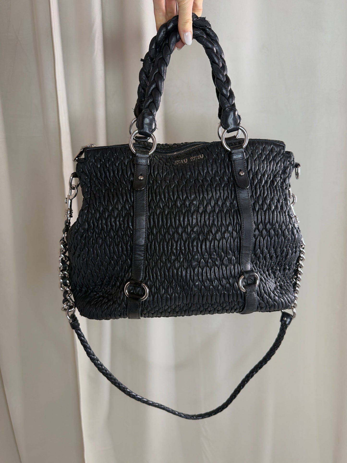 Miu Miu - Sort - Cloquet Nappa Leather Tote Bag - Secondhand