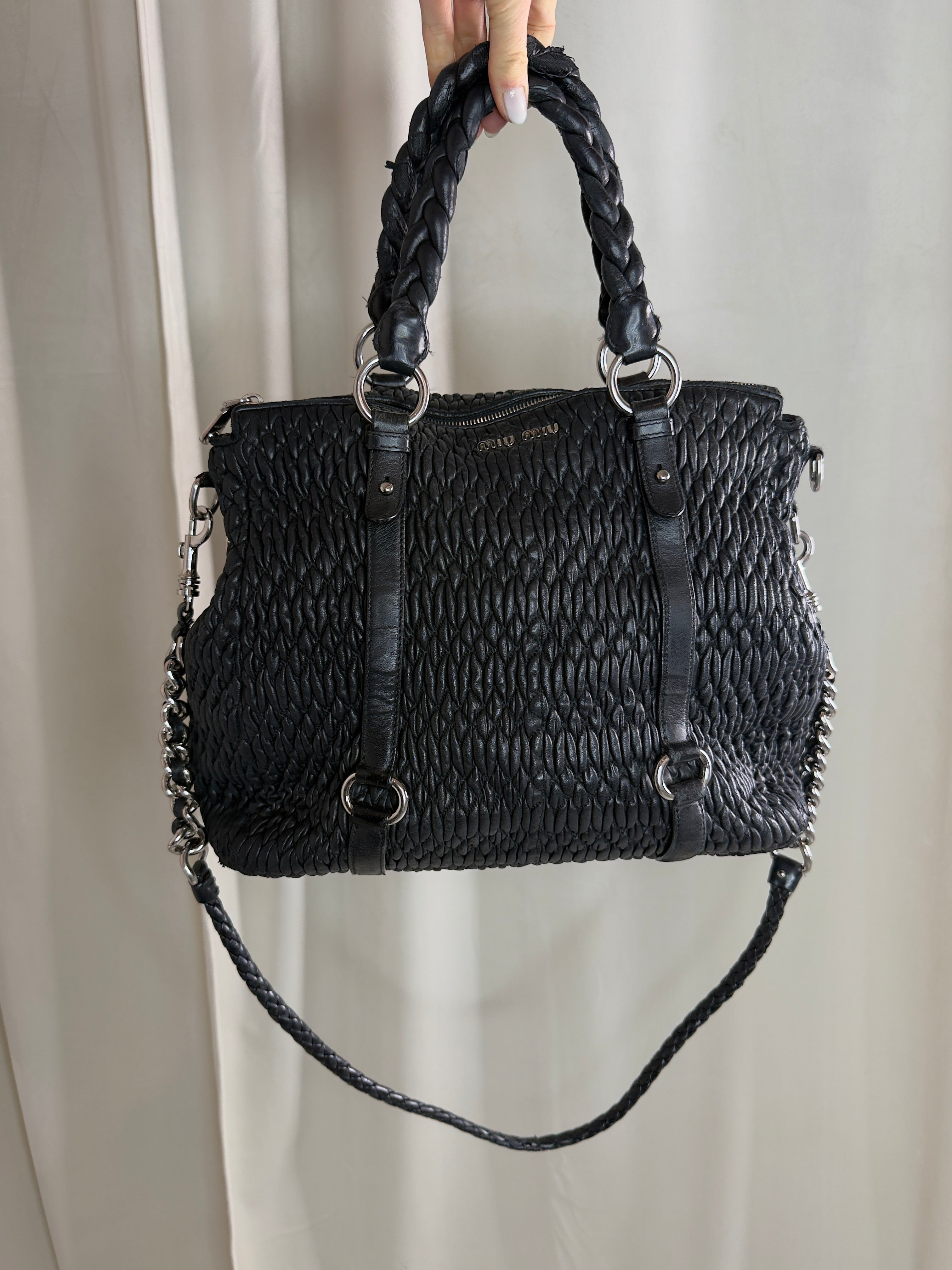 Miu Miu - Sort - Cloquet Nappa Leather Tote Bag - Secondhand