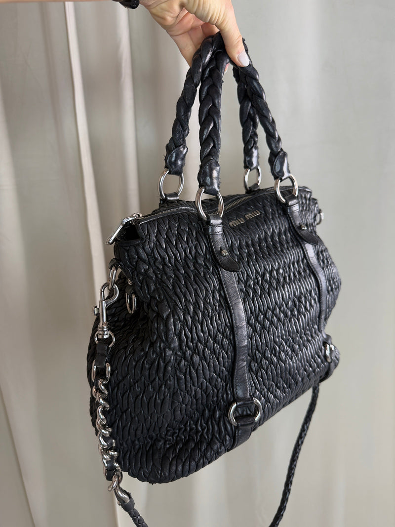 Miu Miu - Sort - Cloquet Nappa Leather Tote Bag - Secondhand