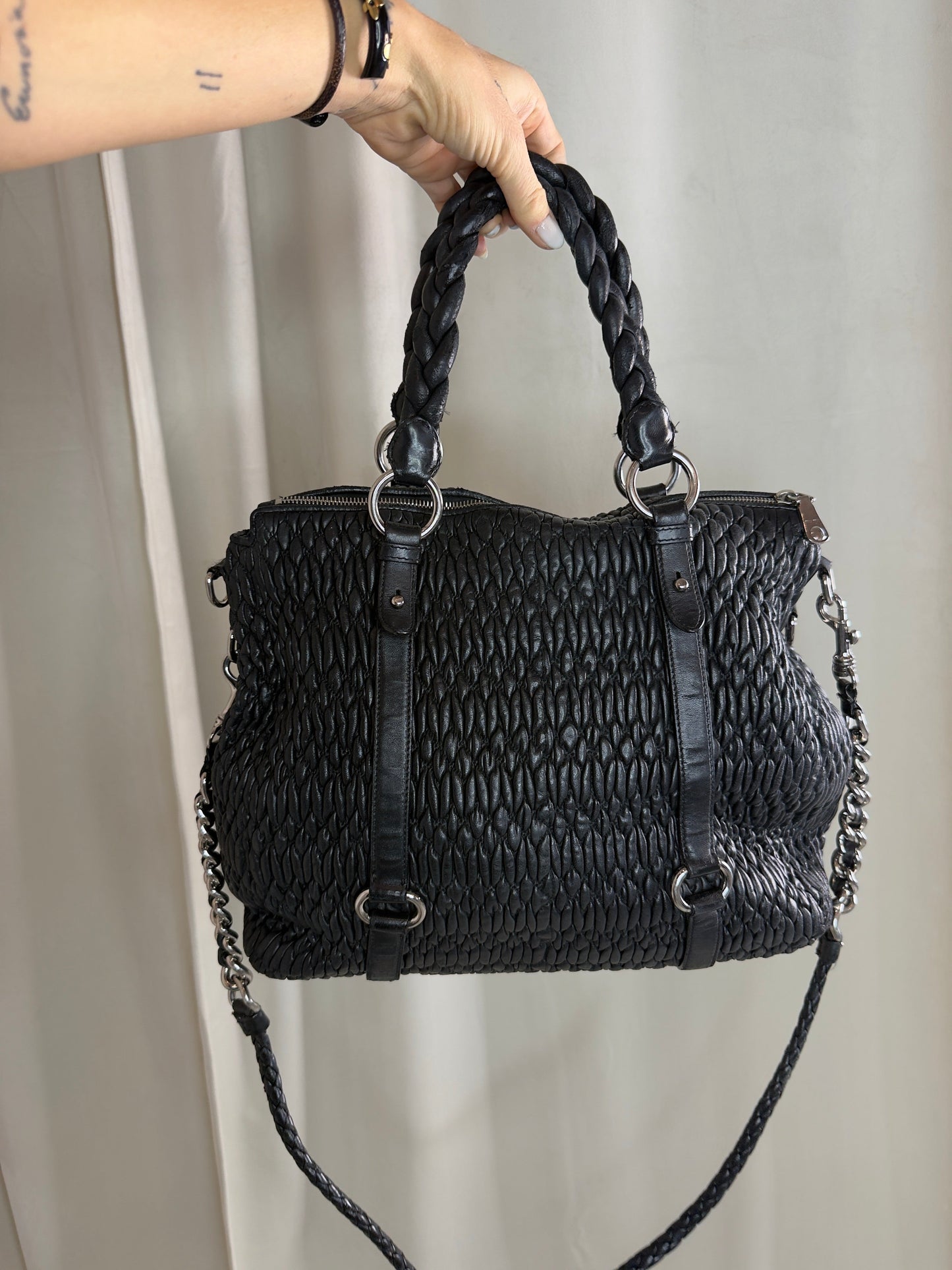 Miu Miu - Sort - Cloquet Nappa Leather Tote Bag - Secondhand