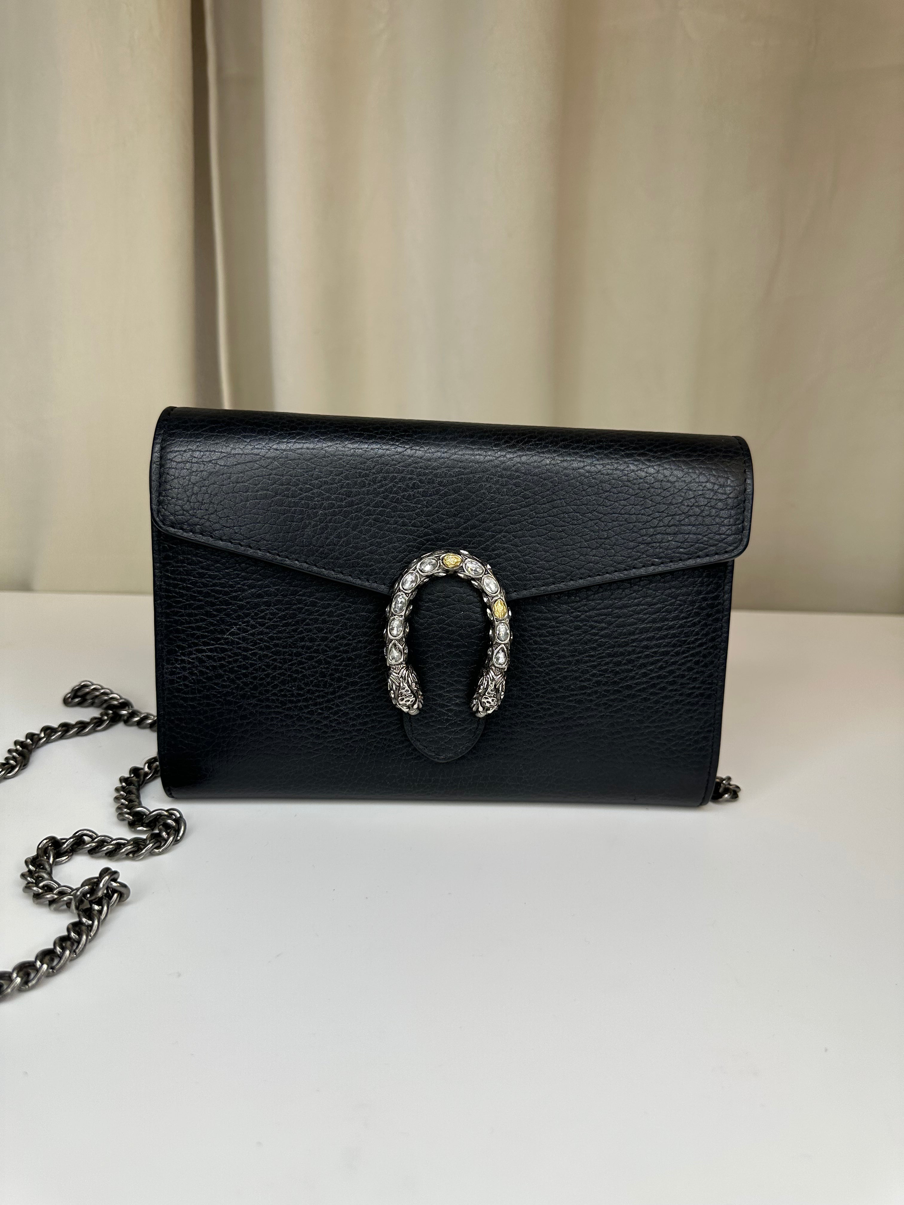 Gucci - Dionysus GG supreme chain wallet - Sort - Secondhand