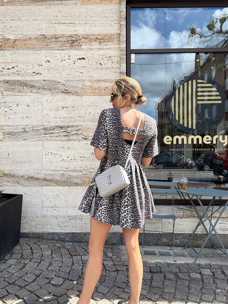 GANNI - Kjole - Leopard - Tweed mini