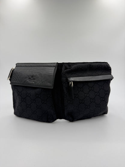 Gucci - Sort - GG canvas bæltetaske -  Secondhand