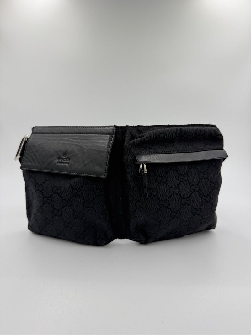 Gucci - Sort - GG canvas bæltetaske -  Secondhand