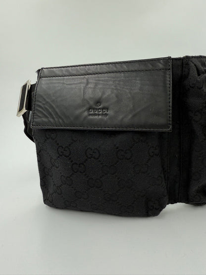 Gucci - Sort - GG canvas bæltetaske -  Secondhand