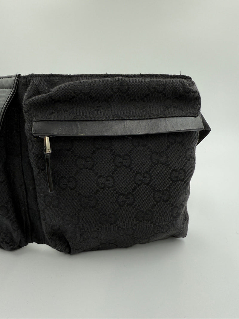 Gucci - Sort - GG canvas bæltetaske -  Secondhand