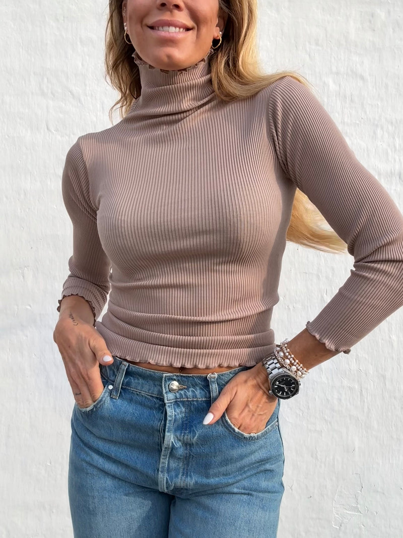 The Collection - Silke bluse - Beige - 70% silke + 30 % bomuld - Sof