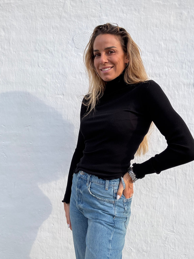 The Collection - Silke bluse - Sort - 70% silke + 30 % bomuld - Sof