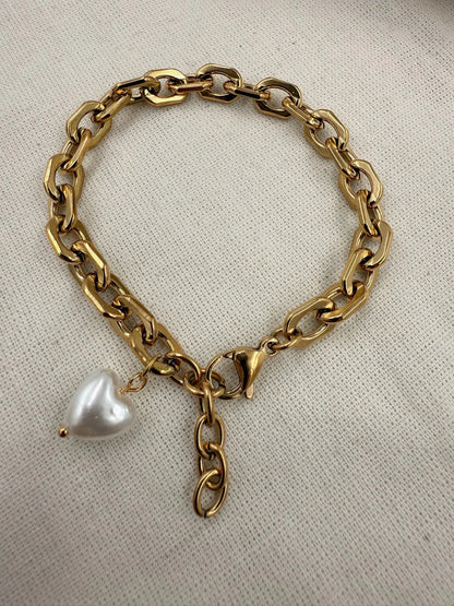 Nine - Heart pearl Bracelet - Stilkompagniet.dk
