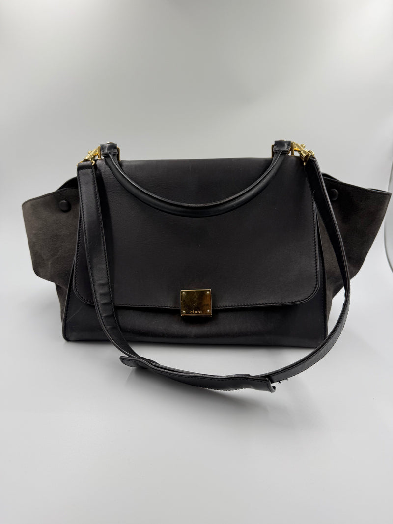 Céline Trapeze – skuldertaske – sort læder taske – secondhand