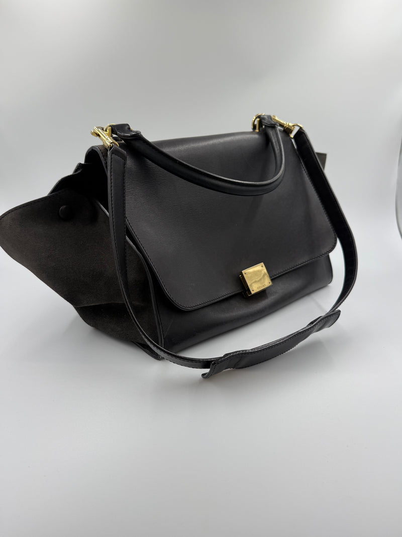 Céline Trapeze – skuldertaske – sort læder taske – secondhand