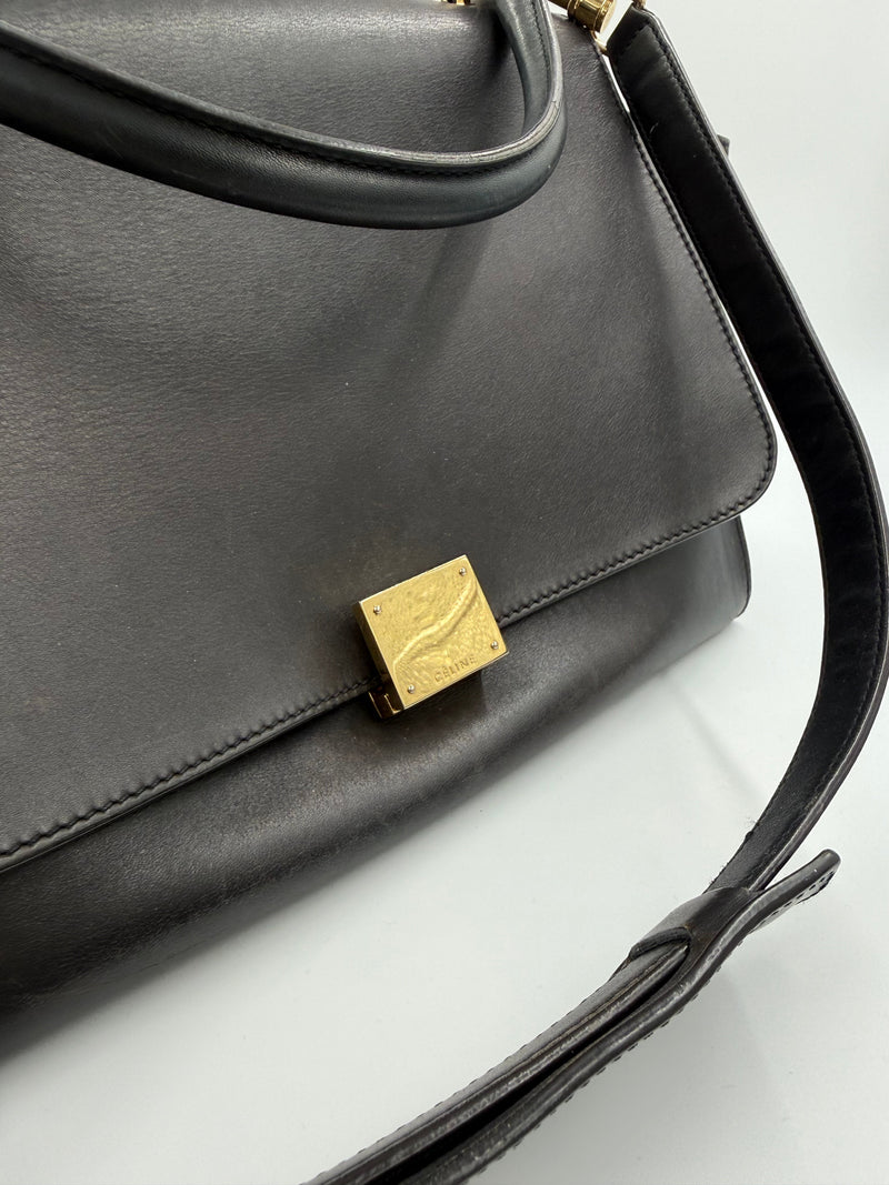 Céline Trapeze – skuldertaske – sort læder taske – secondhand