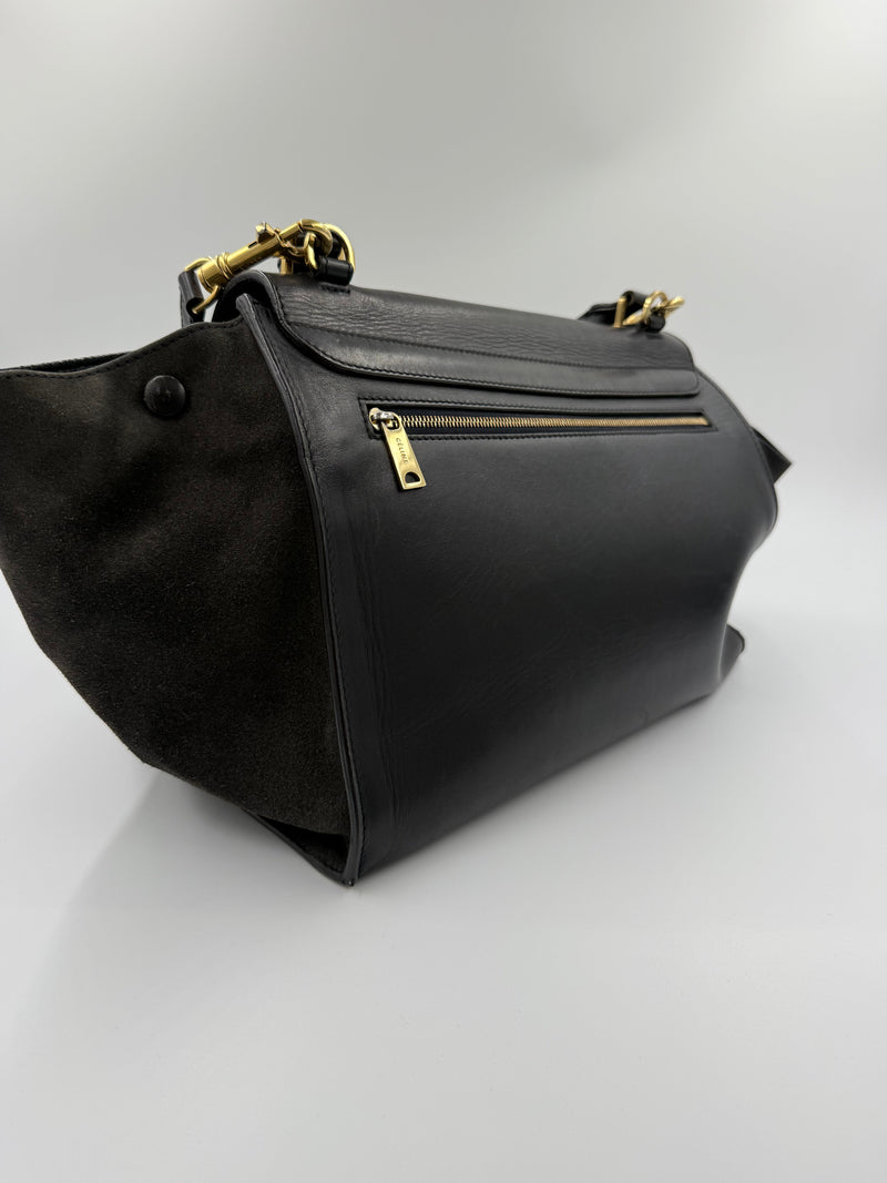 Céline Trapeze – skuldertaske – sort læder taske – secondhand