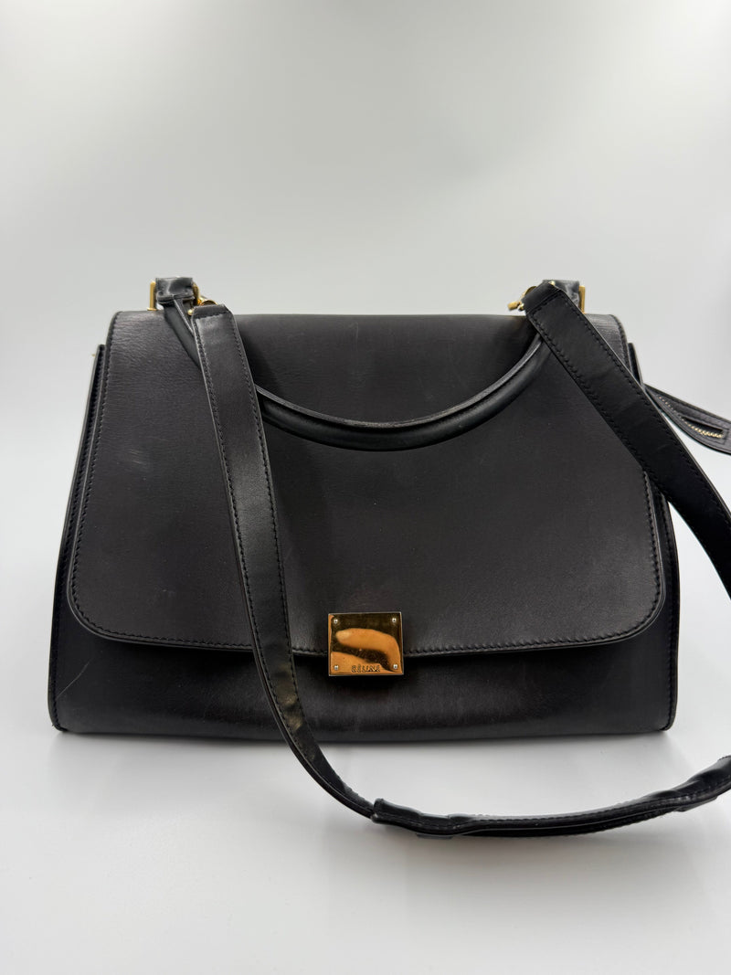 Céline Trapeze – skuldertaske – sort læder taske – secondhand