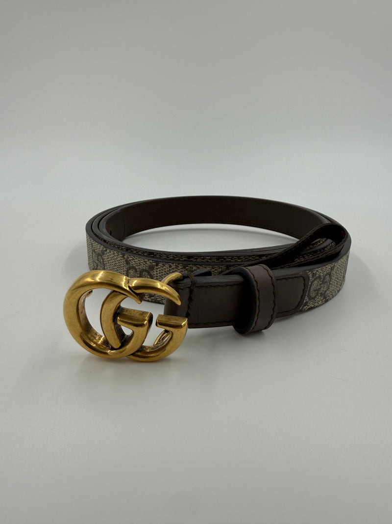 Gucci Marmont – bælte – brun GG canvas og læder – secondhand