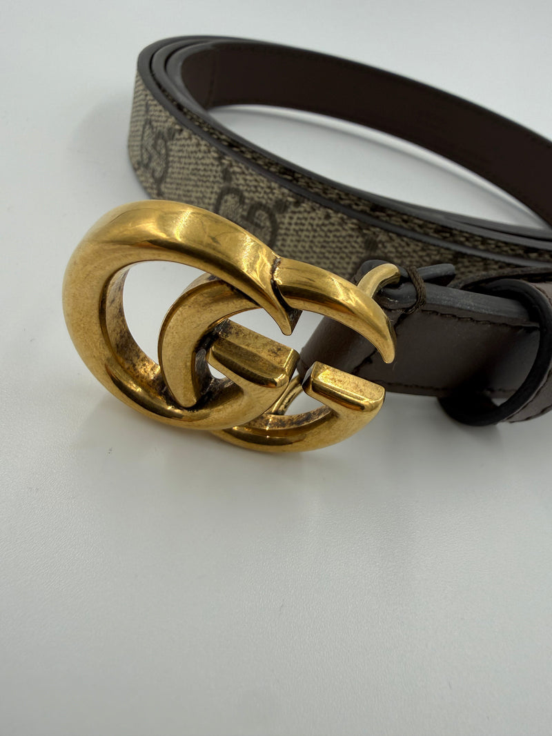 Gucci Marmont – bælte – brun GG canvas og læder – secondhand