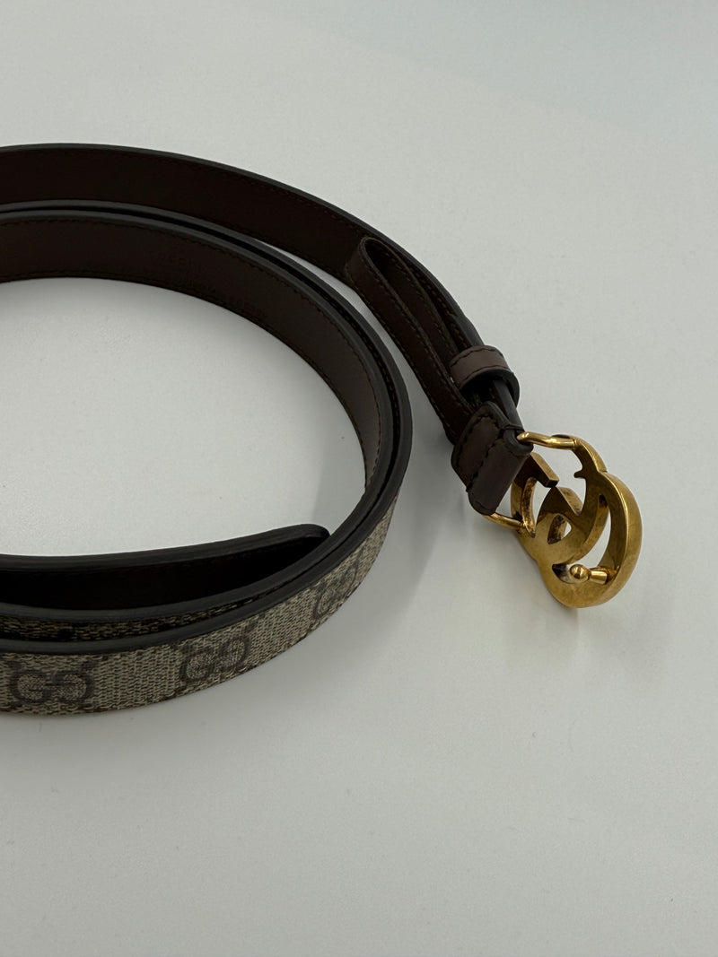 Gucci Marmont – bælte – brun GG canvas og læder – secondhand